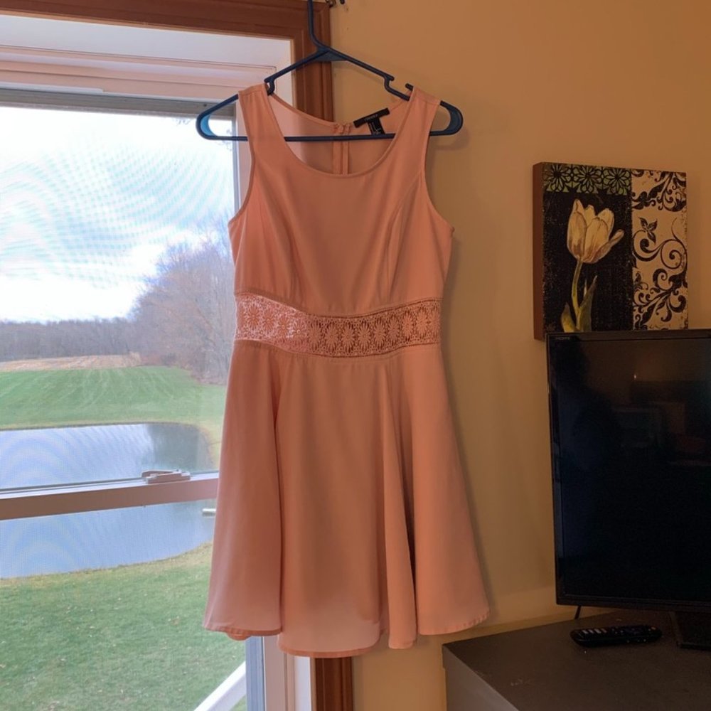 Pink floral cutout professional fit & flare dress